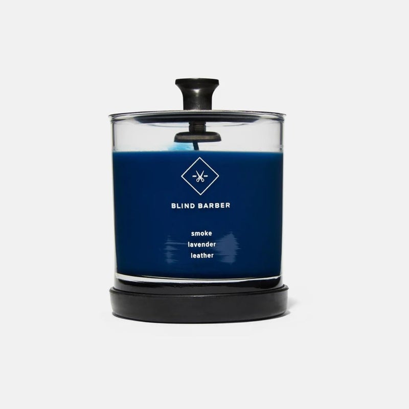 Blind Barber Tompkins Scented Candle - Long Lasting Soy Wax Man Candle in Barber Style Glass Jar with Notes of Leather, Smoke & Lavender - 40 Hour Burn Time (6.2 Ounce) - Image 4